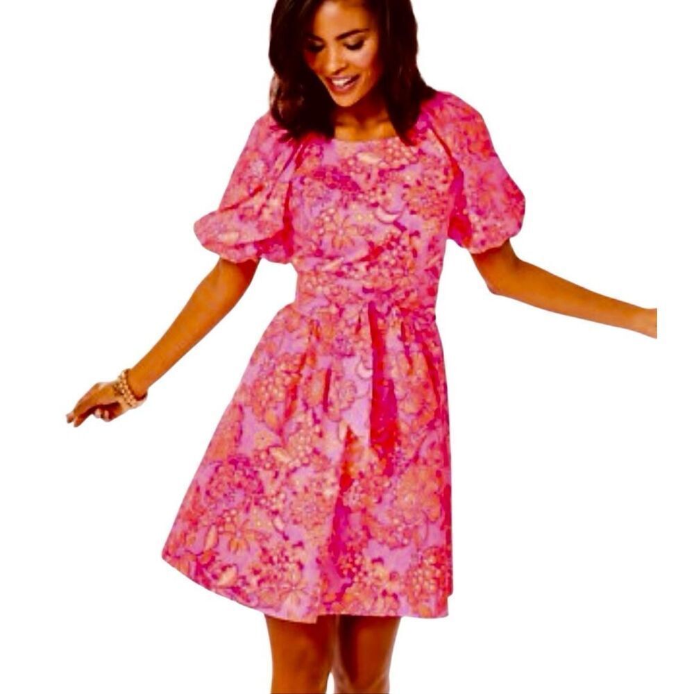 Lilly Pulitzer Knoxlie ALine Dress NWT 14 Hot Pink! Pockets!